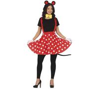 FIESTAS GUIRCA Simpatico Costume da Donna da Topolino - Cerchietto con Orecchie da Topolino e Vestito a Pois Rossi - Costume da Topolino da Donna Taglia S