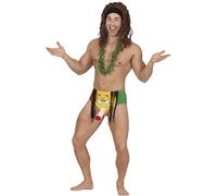 FIESTAS GUIRCA | Slip Rasta Giallo (Taglia Unica) - Mutanda Divertente per Addio al Celibato e Feste a Tema Rastafari - Accessorio per Uomo Adulto - Giallo