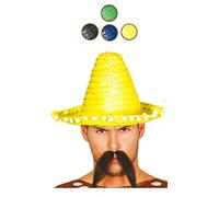 FIESTAS GUIRCA | Sombrero Messicano di Paglia (33 cm) - Accessorio per Feste per Celebrazioni Estive e Lauree - Ideale per Eventi a Tema Messico e Feste in Maschera - Giallo