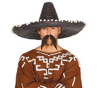 FIESTAS GUIRCA | Sombrero Messicano di Paglia (60 cm) - Accessorio per Feste per Celebrazioni Estive e Lauree - Ideale per Eventi a Tema Messicano e Feste in Maschera - Adulto Unisex - Nero