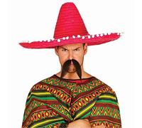 FIESTAS GUIRCA | Sombrero Messicano di Paglia (60 cm) - Accessorio per Feste per Celebrazioni Estive e Lauree - Ideale per Eventi a Tema Messicano e Feste in Maschera - Adulto Unisex - Rosso