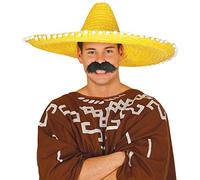 FIESTAS GUIRCA | Sombrero Messicano di Paglia (60 cm) - Accessorio per Feste per Celebrazioni Estive e Lauree - Ideale per Eventi a Tema Messicano e Feste in Maschera - Adulto Unisex - Giallo