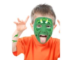 FIESTAS GUIRCA | Stencil Trucco Bambini Verde (14x20 cm) - Set di Trucco per Feste in Maschera, Dinosauri, Halloween, Carnevale e Celebrazioni - Ideale per Bambini - Verde