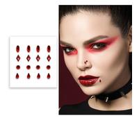 FIESTAS GUIRCA | Sticker Gioiello Viso Falso Piercing Rosso - Adesivi per Unghie e Gioielli Facciali per Halloween, Carnevale e Feste in Maschera - Accessorio di Trucco per Donna Adulta - Rosso