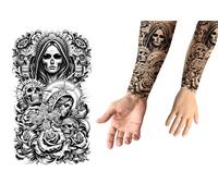 FIESTAS GUIRCA | Tatuaggio Catrina (14x30cm) - Trucco e Tatuaggi FX per Halloween e Giorno dei Morti - Ideale per Feste in Maschera e Celebrazioni a Tema - Nero