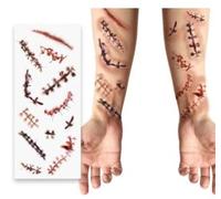 FIESTAS GUIRCA | Tatuaggio Cicatrice Rosso (30x13 cm) - Trucco e FX per Halloween, Carnevale e Feste in Maschera - Ideale per Bambini e Adulti - Rosso