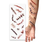 FIESTAS GUIRCA | Tatuaggio Cicatrice Rosso (30x13 cm) - Trucco e FX per Halloween, Carnevale e Feste in Maschera - Ideale per Bambini e Adulti - Rosso