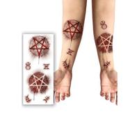 FIESTAS GUIRCA | Tatuaggio Satanico Rosso (30x13 cm) - Trucco e FX per Halloween, Carnevale e Feste in Maschera - Ideale per Adulti - Rosso