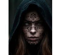 FIESTAS GUIRCA | Tatuaggio Viso Satanico (30x13 cm) - Trucco FX per Costumi da Demone e Halloween - Tatuaggi Temporanei per Feste di TERROREe Cosplay - Per Tutti - Nero