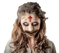 FIESTAS GUIRCA | Tatuaggio Viso Zombie Multicolore (30x13 cm) - Trucco e FX per Halloween, Carnevale e Feste in Maschera - Ideale per Bambini e Adulti - Multicolore