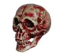 FIESTAS GUIRCA | Teschio Insanguinato (20 cm) - Decorazione di Halloween per Feste in Maschera di Scheletri e Celebrazioni Terrificanti - Ideale per Ambienti di Paura e Horror - Bianco e Rosso