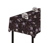 FIESTAS GUIRCA | Tovaglia Cimitero Grigia e Nera (137x274 cm) - Decorazione per Tavola per Feste di Halloween - Ideale per Celebrazioni di Paura e Terrore - Grigia, Nera