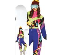 FIESTAS GUIRCA Tuta da Sci retrò da Donna - Tuta da Sci Colorata Anni '80 Complessivamente Divertente Costume da Donna - Tuta da Snowboarder Sciatore Anni '90 Donna Taglia S