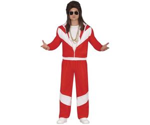 FIESTAS GUIRCA Tuta rossa e bianca Costume uomo - 90s Shell Suit - 80s Jogging Suit Fancy Dress Uomo Taglia L 52-54