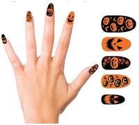 FIESTAS GUIRCA | Unghie Finte Zucca con Colla - Accessorio di Trucco per Feste di Halloween e Carnevale - Ideale per Donna Adulta - Multicolore