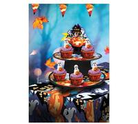 FIESTAS GUIRCA | Vassoio a 3 Piani Zucche (40x30 cm) - Decorazione per Tavola per Feste di Halloween Terrificanti - Ideale per Celebrazioni Spaventose - Multicolore