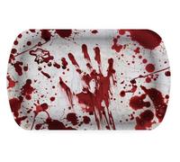 FIESTAS GUIRCA | Vassoio di Sangue Riutilizzabile (39x24cm) - Decorazione da Tavolo Riutilizzabile per Feste di Halloween Terrificanti - Ideale per Eventi da Brivido - Bianco