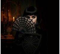 FIESTAS GUIRCA | Ventaglio Gotico Nero - Accessorio per Costume per Halloween e Feste in Stile - Ideale per Celebrazioni del XIX Secolo e Eventi a Tema - Per Tutti gli Utenti - Nero