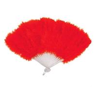 Fiestas Guirca- Ventaglio Rosso in Piume con Montatura in plastica, Colore, venpiured