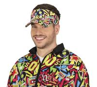 FIESTAS GUIRCA | Visiera 90s Multicolore (Taglia Unica) - Cappello da Festa per Celebrazioni Estive e Lauree - Accessorio Unisex per Feste Hawaiane e a Tema - Adulto - Multicolore
