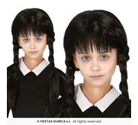 Fiestas Guirca Wig Bambina Trama Nera A Pieghe Halloween