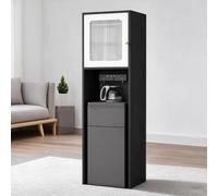 FIEUOGA Mobiletto per distributore d'acqua con vano portaoggetti | Mobile in legno per dispenser d'acqua, mobile contenitore per base di aspirapolvere robot(Black,HxL155x35cm/61x14 in)