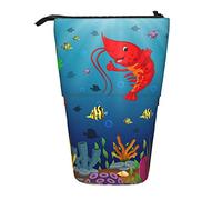fifbird Astuccio carino aragosta pesce mare mondo creature marine colorato corallo cartone animato borsa trucco disegnato a mano leggero adolescente in piedi portapenne grande capacità ufficio
