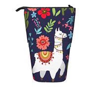 fifbird Astuccio carino cartone animato bianco alpaca verde cactus fiori colorati disegnato a mano studenti cancelleria caso stampa portatile in piedi matita sacchetto cosmetico sacchetto per ragazzi,