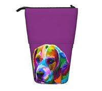 fifbird Astuccio carino multicolore Beagle acquerello animale domestico cane cancelleria organizzatore scatola grande capacità portapenne in piedi leggero, Multicolore, Taglia unica, Astuccio