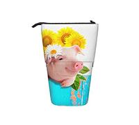 fifbird Astuccio carino Piggy Lovely con foglie di girasole in piedi portapenne telescopico portapenne borse forniture scolastiche scatola matita astuccio cancelleria, Multicolore, Taglia unica,