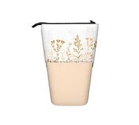 fifbird Astuccio con fiori gialli che sbocciano fiori gialli e ombre grigie, astuccio verticale leggero per adolescenti, telescopico, con cerniera, scatola organizer per cancelleria, Multicolore,