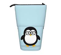 fifbird Astuccio con grazioso pinguino che indossa occhiali neri con sfondo blu animale, borsa per il trucco creativa con stampa, astuccio per matite resistente, scatola organizer per cancelleria, per