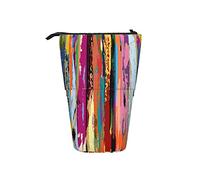 fifbird Astuccio con pittura a colori vivaci pittura arte astratta blu rosso arancione astuccio verticale leggero telescopico con cerniera per ragazzi astuccio portatile in piedi, Multicolore, Taglia