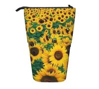fifbird Astuccio estivo girasoli selvatici campo di fiori gialli petali studenti cancelleria astuccio telescopico portatile borsa per il trucco di grande capacità, Multicolore, Taglia unica, Astuccio