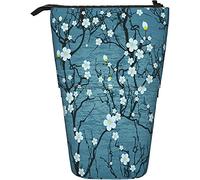 fifbird Astuccio giapponese bianco ciliegia naturale primavera fiore albero ramo stand portamatite grande capacità college in piedi portapenne con cerniera adulti cancelleria astuccio telescopico,