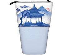 fifbird Astuccio Orientale Pittura Blu Sunrise Gazebo Albero di Pino Supporto Matita Personalizzato Teen Cancelleria Organizer Box Portatile Ufficio Portatile In Piedi Matita Bag, Multicolore, Taglia