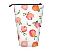 fifbird Astuccio per matite Acquerello Pesche Frutta Dolce Foglie Verdi Modello Senza Cuciture Borsa Trucco Leggero Telescopico Astuccio Penna Personalizzato, Multicolore, Taglia unica, Astuccio