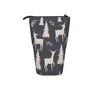 fifbird Astuccio per matite con alce e piuma silhouette fulvo sfondo scuro cancelleria organizzatore scatola personalizzata per bambini in piedi borsa per penne leggera per studenti astuccio