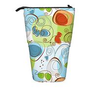 fifbird Astuccio per matite con fiori astratti acquerello colorato fiore alla moda turbinii cancelleria organizzatore leggero portatile in piedi astuccio portapenne portatile, Multicolore, Taglia