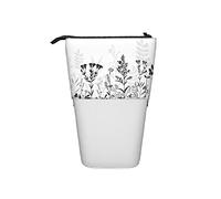 fifbird Astuccio per matite con fiori neri che sbocciano fiori blu e grigio ombra primavera astuccio telescopico durevole per ragazzi cosmetici sacchetto portatile per ragazze scatola organizer per
