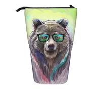 fifbird Astuccio per matite Cool Fur Bear Low Poly Hipster colorato Wild Cute Animal Ritratto Pittura Borsa per il trucco Portatile Telescopico Astuccio per matite Grande Capacità College Pen Pouch,