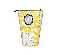 fifbird Astuccio portamatite astratto giallo girasoli modello nero bianco design cancelleria telescopica sacchetto personalizzato ragazze cosmetici sacchetto portatile penna sacchetto, Multicolore,