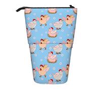 fifbird Astuccio portamatite carino cartone animato gallina e fiori astuccio stampa telescopico astuccio personalizzato portatile in piedi matita borsa, Multicolore, Taglia unica, Astuccio telescopico