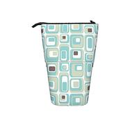 fifbird Astuccio portamatite retrò secolo moderno geometrico borsa per trucco portatile portapenne grande capacità cancelleria telescopico sacchetto per studenti, adulti, ufficio, Multicolore, Taglia