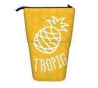 fifbird Astuccio portapenne con ananas dolce, frutta tropicale, sfondo giallo, acquerello, cancelleria, organizer con stampa, portapenne resistente, custodia telescopica, per studenti e ragazzi,