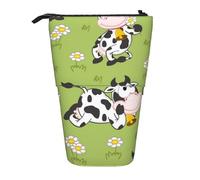 fifbird Astuccio telescopico a forma di mucca con simpatico animale, con cerniera, astuccio per trucchi e penne, Multicolore, Taglia unica, Astuccio telescopico