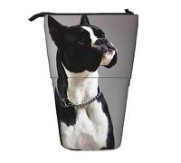 fifbird Astuccio telescopico bianco e nero con cane di razza boxer, supporto per matite con cerniera, astuccio per trucchi e penne, Multicolore, Taglia unica, Astuccio telescopico