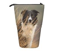 fifbird Astuccio telescopico con bordo bianco e nero con motivo Border Collie Lawn Pets con cerniera, astuccio per trucchi e penne, Multicolore, Taglia unica, Astuccio telescopico