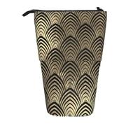 fifbird Astuccio telescopico con conchiglie e squame dorate, stile Art Déco, con cerniera, astuccio per trucchi e penne, Multicolore, Taglia unica, Astuccio telescopico
