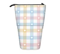 fifbird Astuccio telescopico con cuori in blu pastello, supporto per matite con cerniera, astuccio per trucchi e penne, Multicolore, Taglia unica, Astuccio telescopico